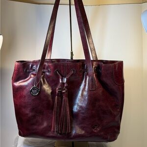 Burgundy Leather Tassel Bag